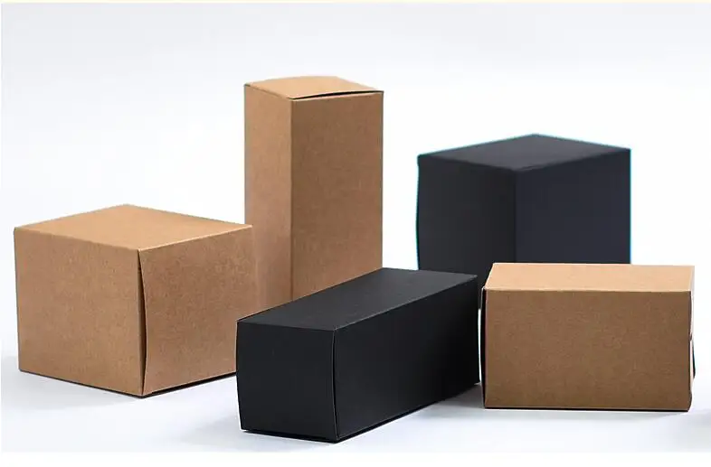 Qi 4sizes Black Carton Packing Box For Craft Jewelry Kraft Paper