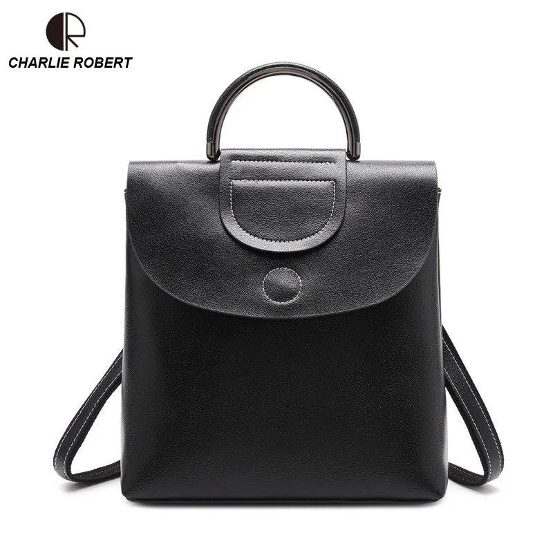 

2019 Spring New Arrival High Quality Leather Backpack Women Lady Belts Preppy Style Handmade leather Solid Backpack