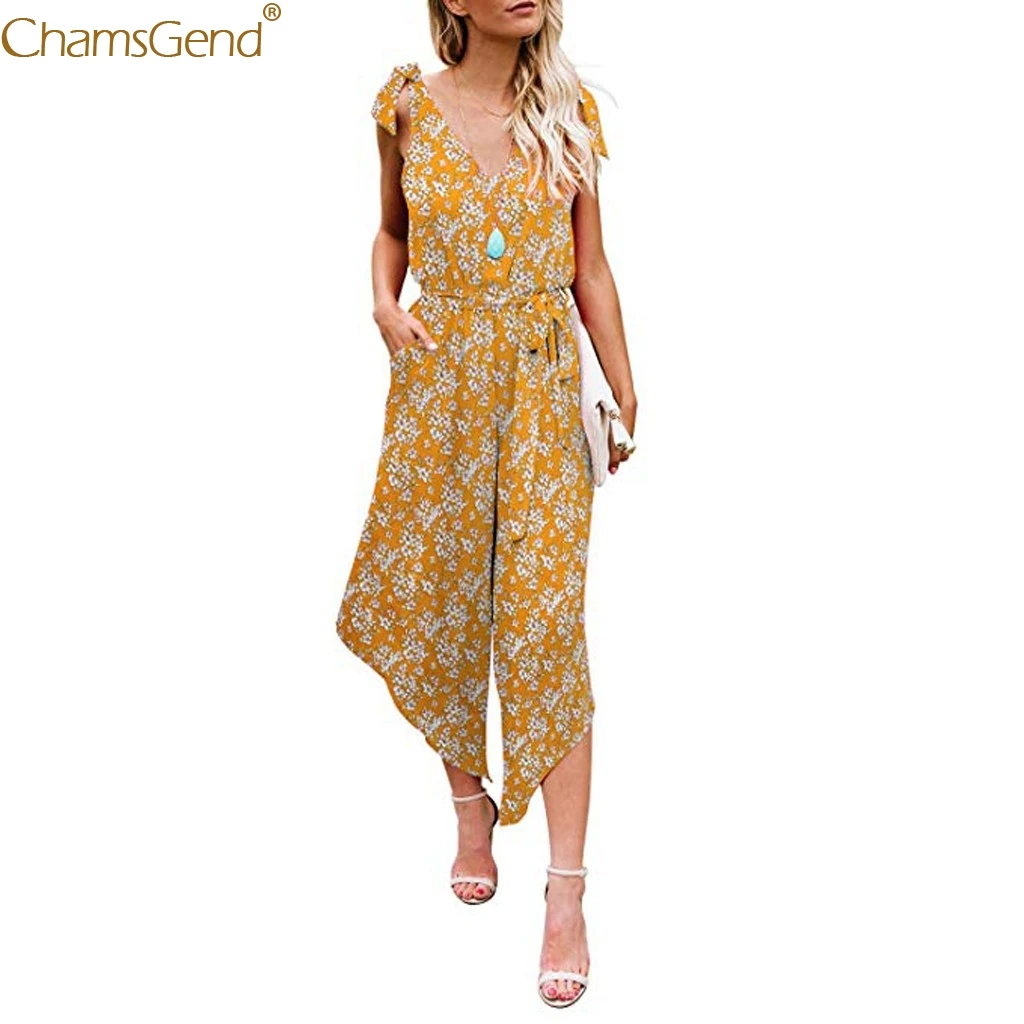

Sleeveless Printed Rompers Womens Jumpsuit Summer Comfy Floral Jumpsuit Sling Print Loose Bandage Jumpsuit Summer Girls May