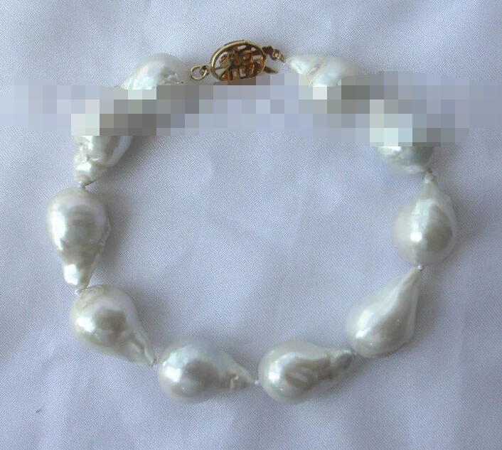 

01077 baroque white keshi reborn freshwater pearl bracelet