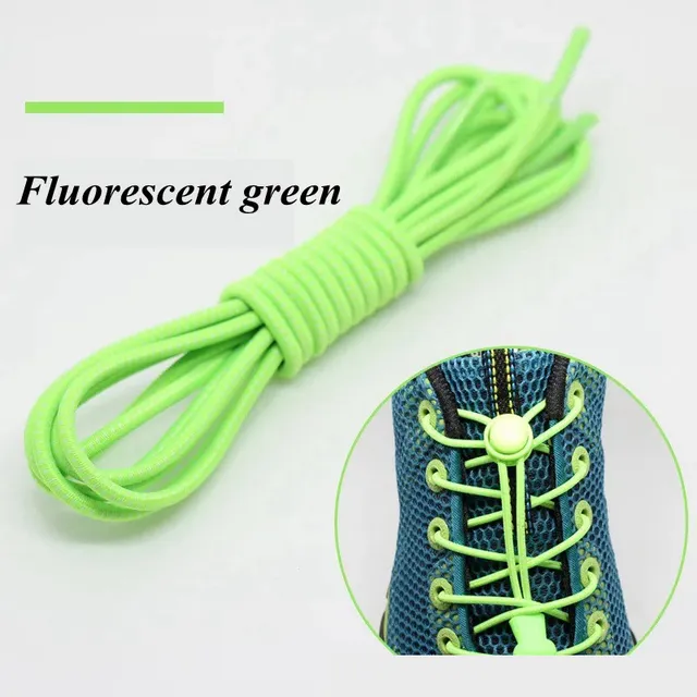 1 Pair Sports Elastic ShoeLaces No tie Shoe Laces Kids Adult Lazy Locking laces Shoe accessories lacets elastique chaussure Fluorescent green