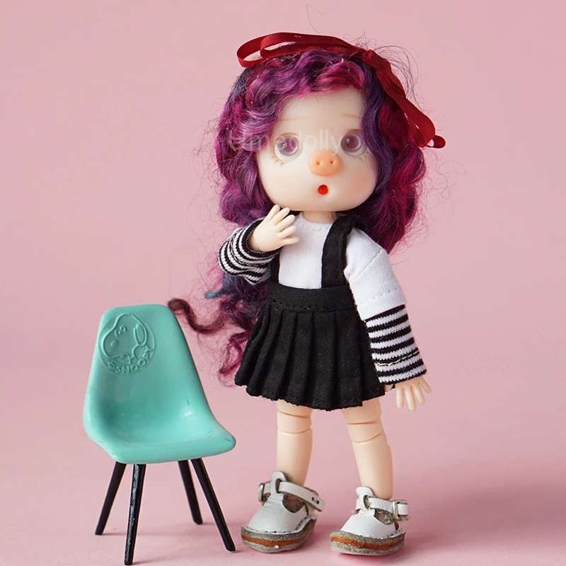 

1PCS Causal Long-Sleeve Solid Color / Stripe T-shirt for OB11, 1/12 BJD, Obitsu 11 Doll Clothes Accessories