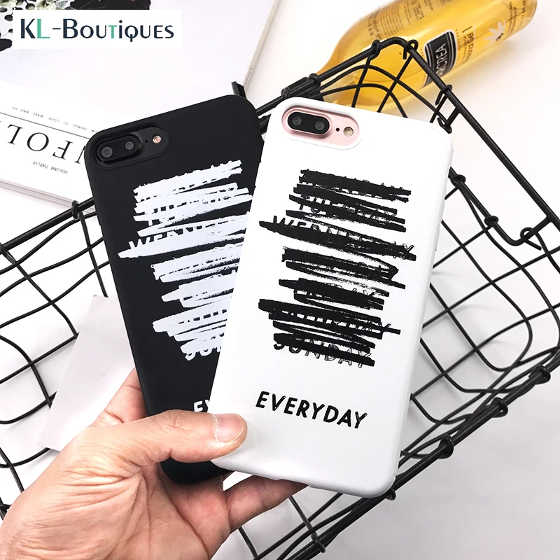 

Case for iPhone 7Plus Coque Couple Soft Silicon Phone Cases for iPhone 7 6 6S Plus Fashion Letter Simple Graffiti Back Cover Men