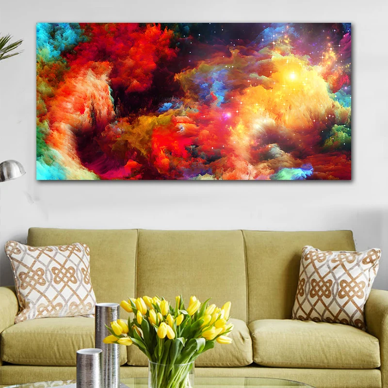 Big Size Canvas Prints Modern Home Decoration Abstract Wall Art Painting Printed Colorful Cloud | Дом и сад