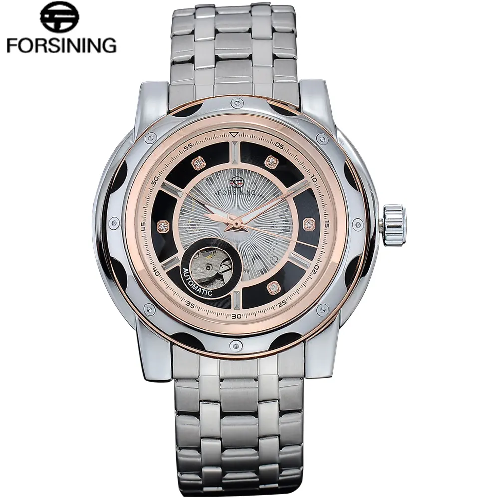 

FORSINING Men Top Brand Watch Luxury Skeleton Stainless Steel Bracelet Automatic Mechanical Wristwatches Clock Relogio Masculino