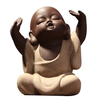

Chinese Kung Fu Tea Set Yixing Tea Pet Desktop Decoration Lovely Buddha Little Monk Sand Tea Pet Purple Tea Accessory S