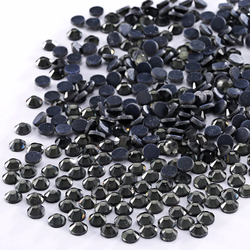 Все размеры горячей фиксации Стразы Flatback кристалл страз для одежды ремесла DIY Украшения - Цвет: Black diamond