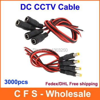 

3000pcs CCTV Female Male DC Wire Power Pigtails Plug Lead Cord Coax Cables 2.1mm For CCTV Cameras Fedex / DHL Free shipping