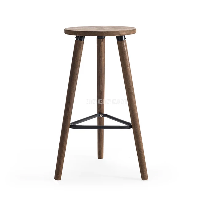 Vintage Antique Bar Stool Height 66 5cm Round Seat Wooden Vintage Antique Bar Stool Height 66 5cm Round Seat Wooden Loft Style Furniture Counter