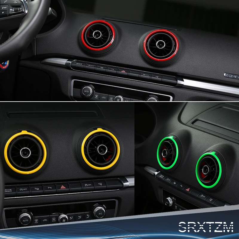 

SRXTZM 3 Color 4pcs for Audi A3 2013-2017 & S3 2013-2016 Car Console Air Condition Vent Outlet Ring Cover Replacement