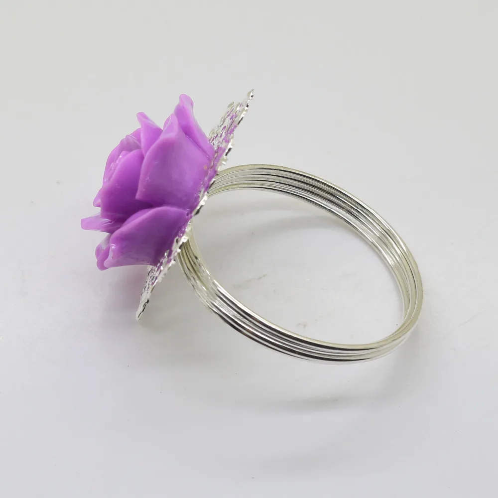 Fasion 5 шт. фиолетовые розы декоративные серебристые кольца для салфеток держатель для салфеток свадьба; вечеринка украшение стола интимные аксессуары