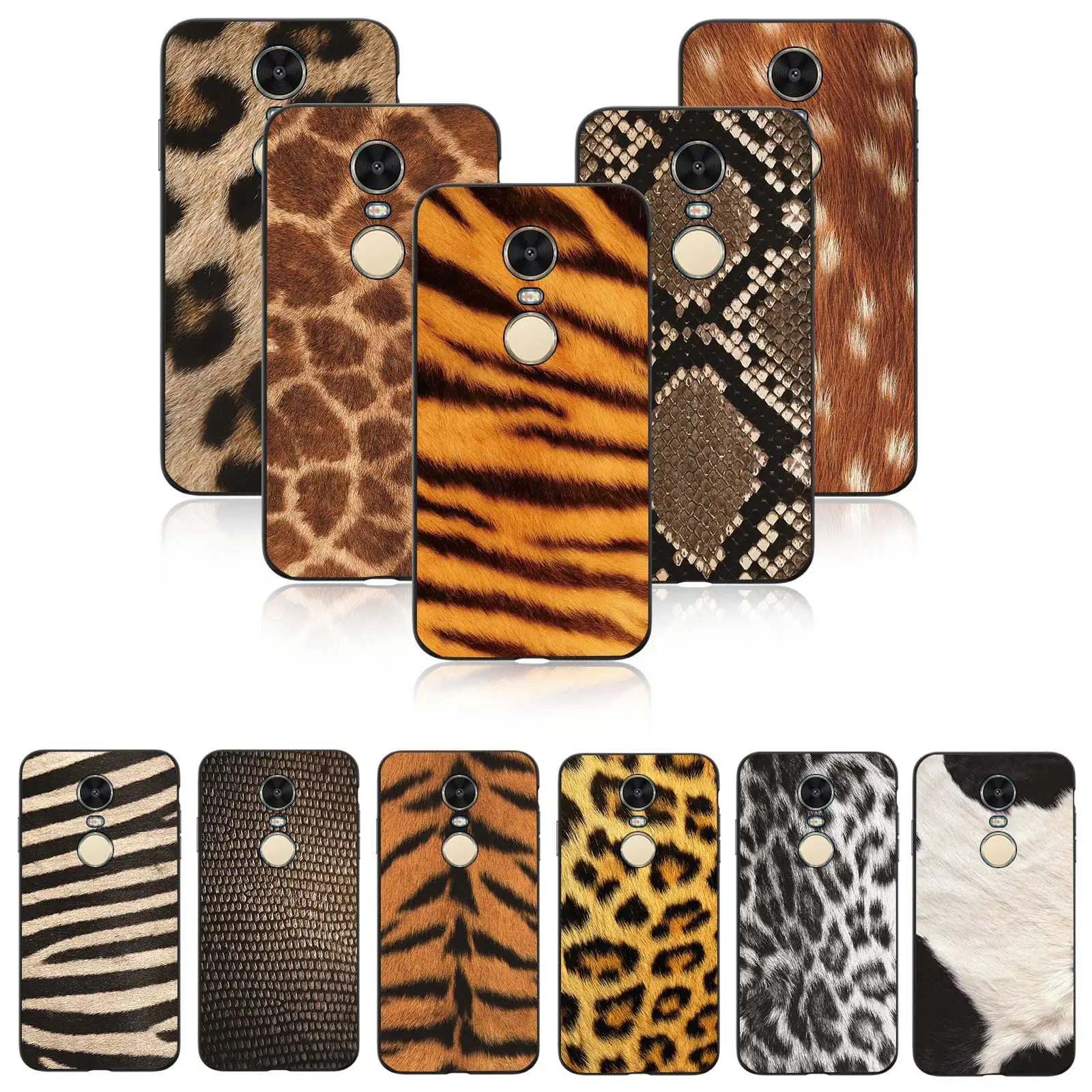 

Luxury Anti-Knock Leopard Tiger Skin Print Pattern Soft Rubber Case Cover For Xiaomi Redmi Note3 Note4X