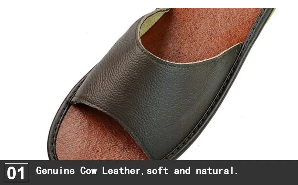 Genuine Cow Leather slippers couple indoor non-slip men women home fashion casual single shoes PVC soft soles spring summer 515