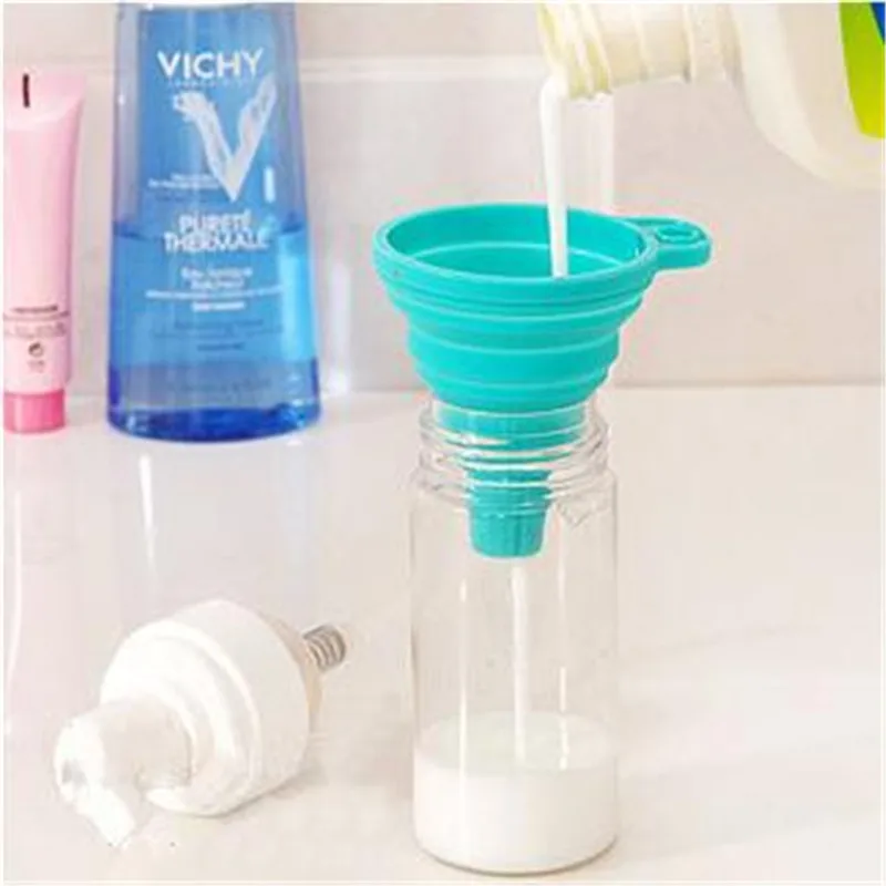 1PC Portable Oil Honey Funnels Silicone Folding Liquid Funnel Folding Wine Collapsible Style Hopper Kitchen Things Cooking Tools