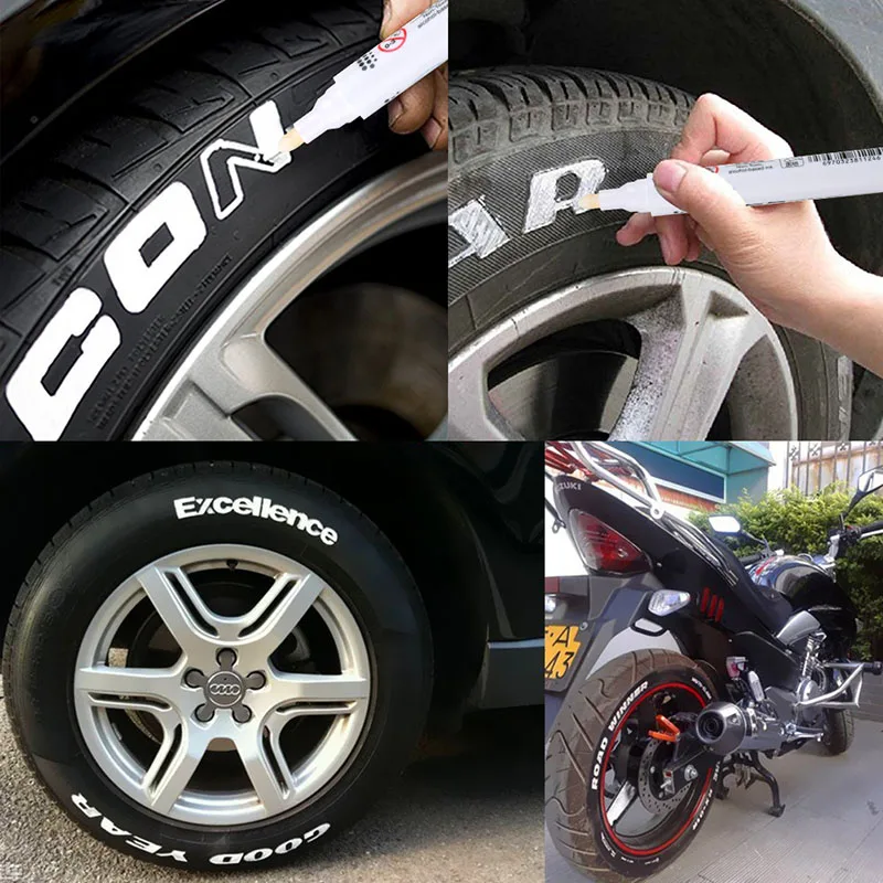 MR CARTOOL 10pcs White Tyre Paint Marker Pen Set Universal Waterproof Pen Fit  Car Motorcycle Tire Tread Rubber Metal Painting