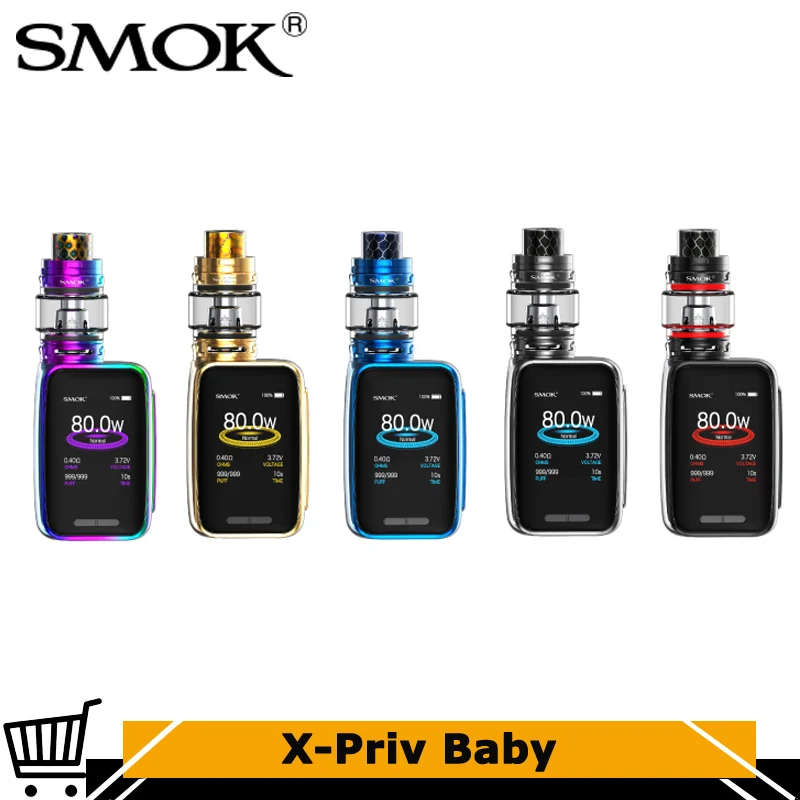 

Original Smok X-Priv Baby Kit 80W X Priv Baby Box MOD 6ml TFV12 Big Baby Tank and 2300mah Battery Electronic Cigarette Vape