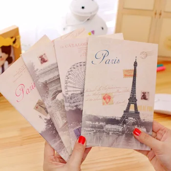 

Free ship!1lot=12pc!Retro paris A5 Notebook / line soft copy .book/ student Notepad /Writing Pads/office&school supplies