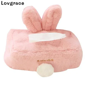 

Cute Sweet Long Ear Rabbit Tissue Box Cotton Animal Desktop Paper Storage Gift Girl's Room Sofa Bedroom Napkin Holder Box LZM054