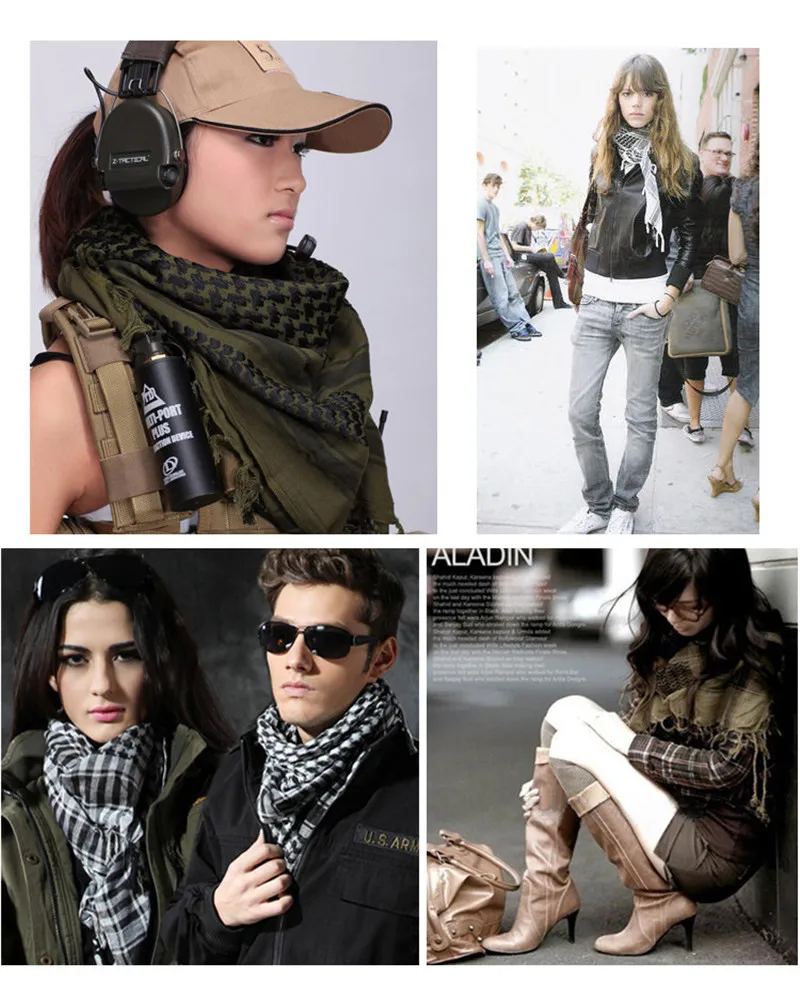Пустынный шарф в арабском стиле, шаль для шеи, накидка на голову, охотничий армейский Военный Тактический хлопковый лыжный шарф для мужчин и женщин, походный Кемпинг шарф