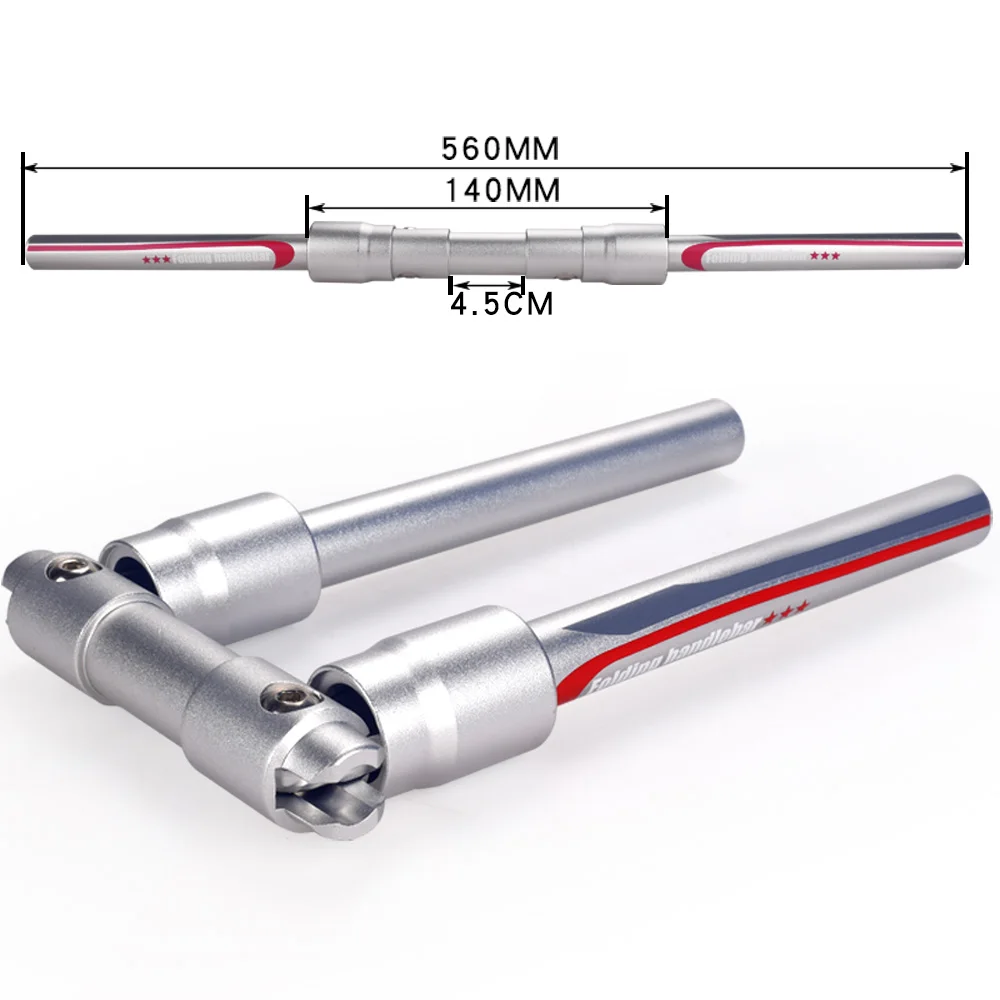 FMFXTR складной алюминиевый руль для велосипеда, ручка для самоката 25,4/31,8 мм, дорожный MTB, складной велосипед, аксессуары, руль - Цвет: silver 560mm