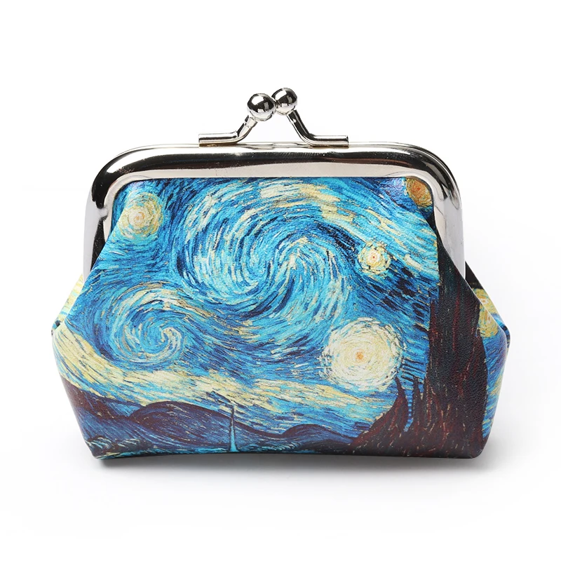 1Pcs Famous Van Gogh Oil Printing Small Wallet For Women Landscape Flower Pattern Mini Hasp Coin Purses Money Card Handbags