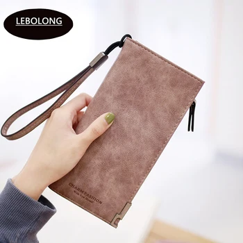 

Lebolong Women's Wallet Female Clutch Card Holder Pocket PU leather Zipper Bags Long Women Wallet Multi-functional Purse