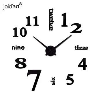 Hot new Quartz clocks fashion watches 3d real big wall clock rushed mirror sticker diy modern