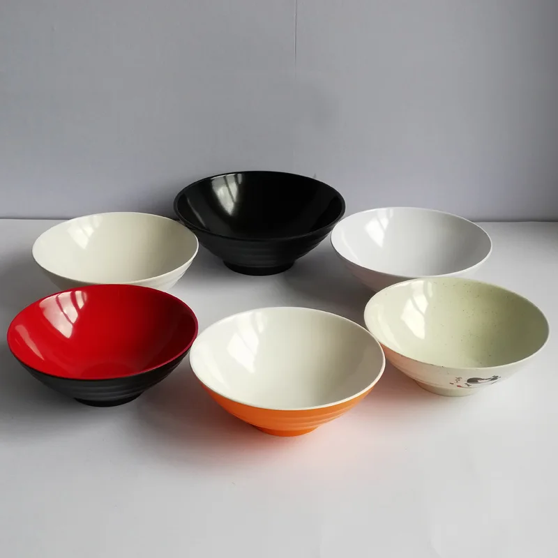 Melamine Dinnerware Noodle Bowl Cone Ring Striae Bowl WIth Chain