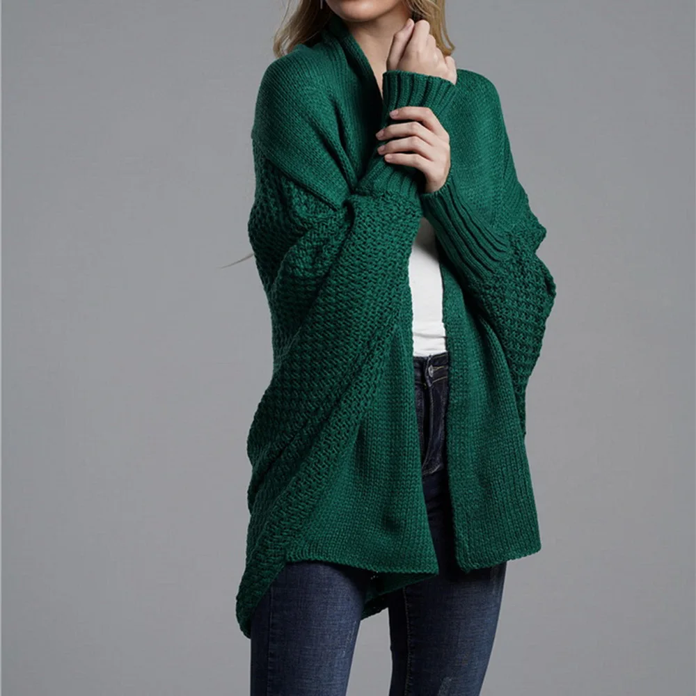 LASPERAL, осенняя Вязанная одежда с рукавом летучая мышь, свободный размер, свитер, кардиган, Женский вязанный Кардиган большого размера, женский свободный джемпер, пальто - Цвет: green