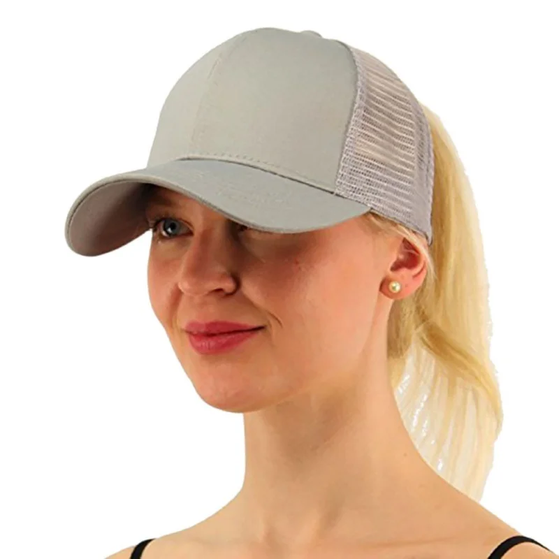 1pc Ponytail Cap Women Men Cotton Adjustable Sunshade Mesh Sun Hat Sportswear Accessory New