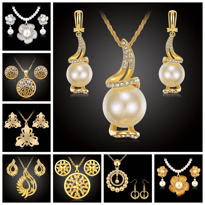 

Fashion Jewelry sets For Women Girls Crystal Rhinestone Wedding Party Skull Charm Necklace Earrings Set Wholesale Jewellery