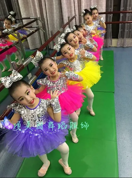 

High Quality 2019 Children's Jazz Dance Costumes Girls Sequins Modern Dance New Children's Stage Performance Clothing