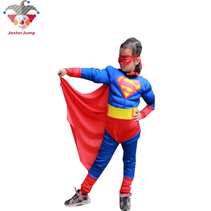 

Boy Deluxe Muscle Superman Cosplay Halloween Costume for Kids Childrens Christmas Costumes Fancy Dress Jumpsuit with Cape anime