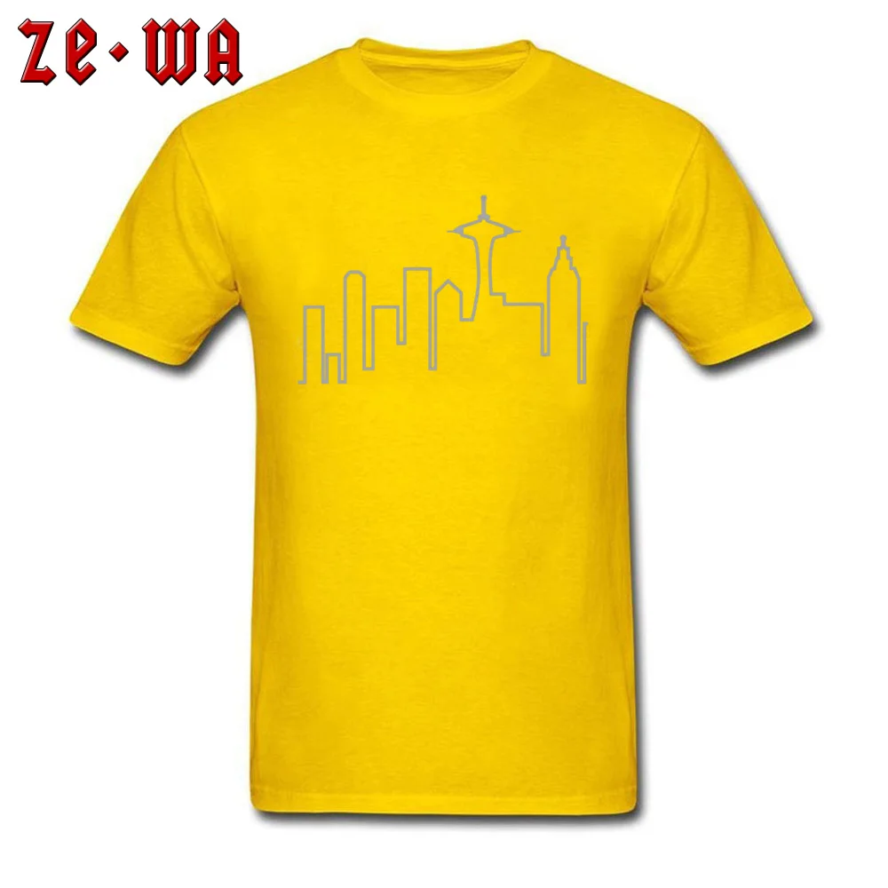 Frasier - Skyline -4039 100% Cotton Fabric Tops T Shirt for Men Printed T Shirt Fashion Round Neck Tops T Shirt Short Sleeve Frasier - Skyline -4039 yellow