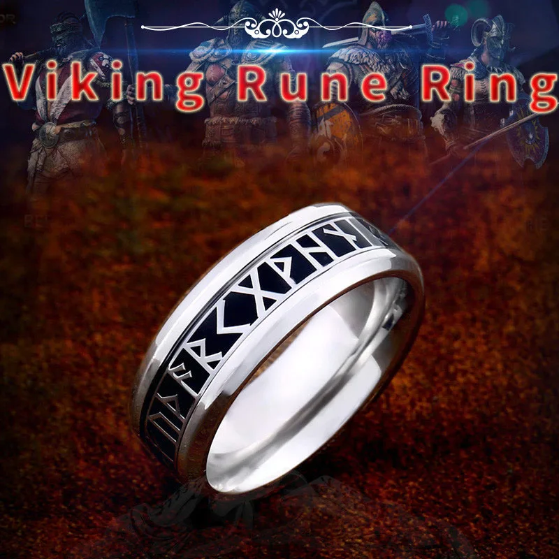 

BEIER Width 8mm Fashion Viking Rune Ring Simple Wedding Jewelry for man women Lover gift Retro Style Drop shipping WR-R121