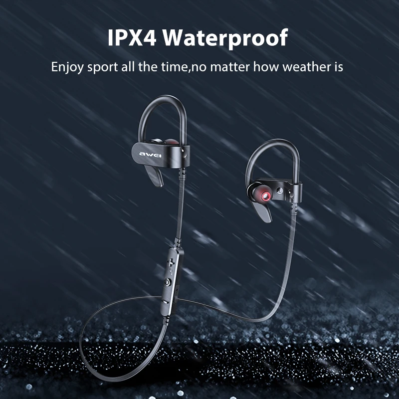 Водонепроницаемые спортивные Наушники AWEI IPX4 беспроводные Bluetooth наушники