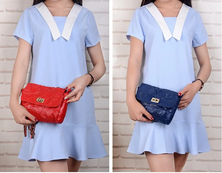 MJ Brand Genuine Leather Women Messenger Bag Patchwork Sheepskin Leather Shoulder Bags Women Crossbody Bag Ladies Chain Handbag (4)