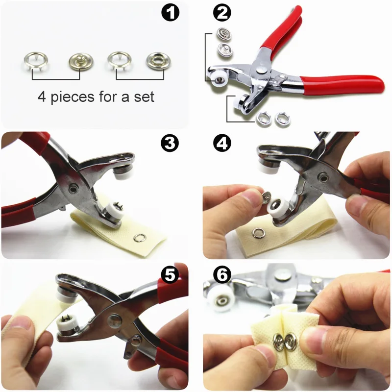 

100pcs/Set Metal Buttons Claw Buckle Installation Tool Spray Paint Snap Rivet with Piler LAD-sale