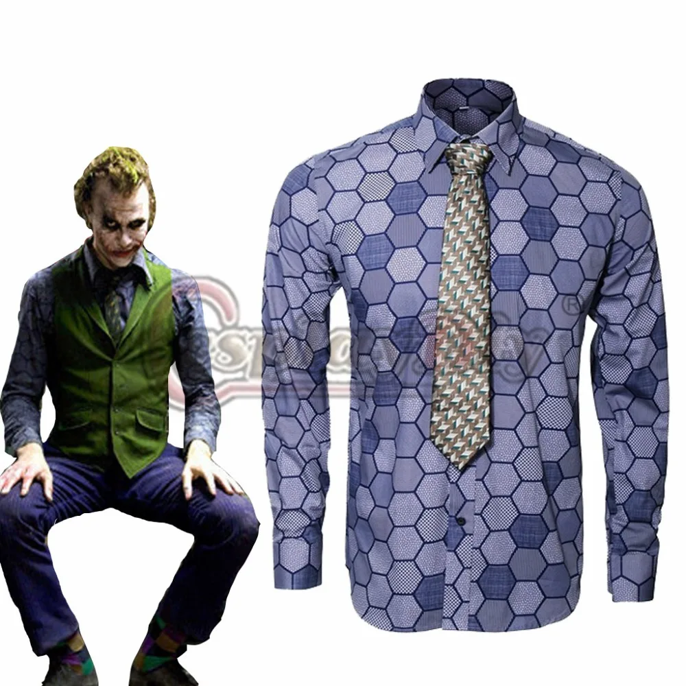 

Cosplaydiy Batman Dark Knight Rise Joker Cosplay Adult Men's Suicide Squad Shirt Tie Costume L320