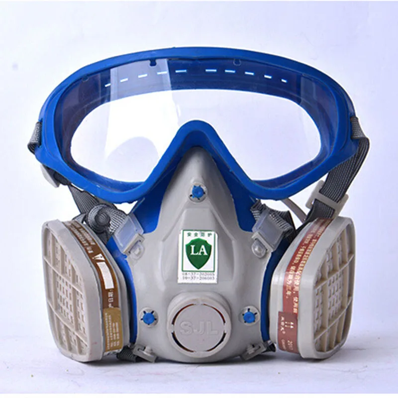 

Gas mask with glasses full face protective mask anti-dust paint chemical masks activated carbon fire escape breathing apparatus