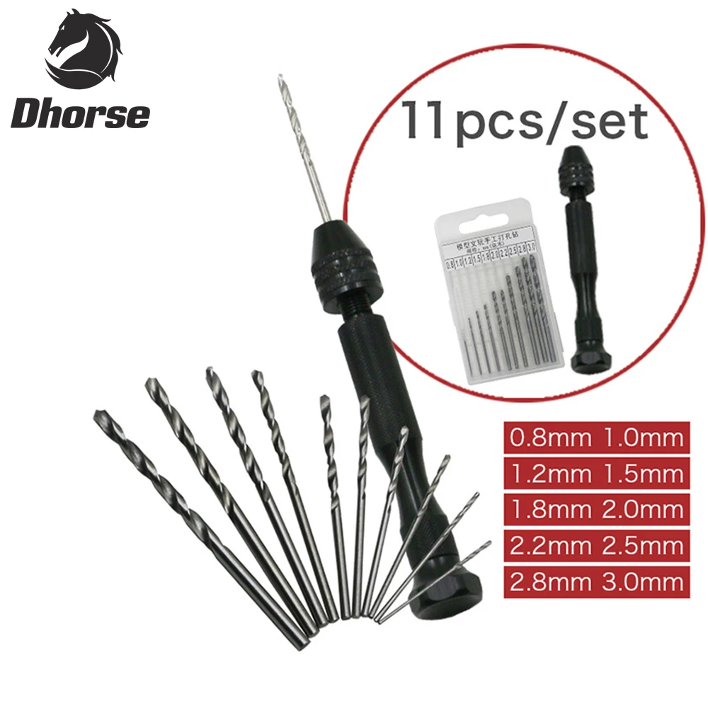 Dhorse 11pcs/set Micro Drill Bits Set 0.8mm3mm for PCB Crafts