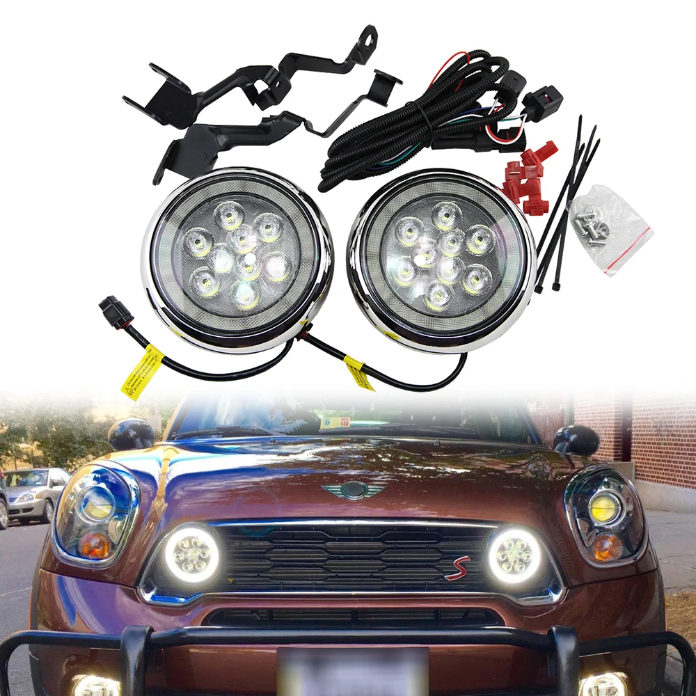 

1 set Chrome Finish LED DRL with Halo Ring Daytime Running Light For MINI Cooper R55 Clubman R56 Hatch Hardtop R57 R58 Coupe
