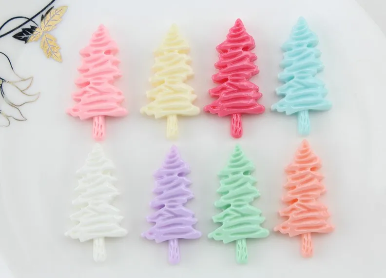 

set of 50pcs Mixed colors resin Christmas tree flatback cabochon Crafts Scrapbooking Cell phone decor, hair clips-SZ0564