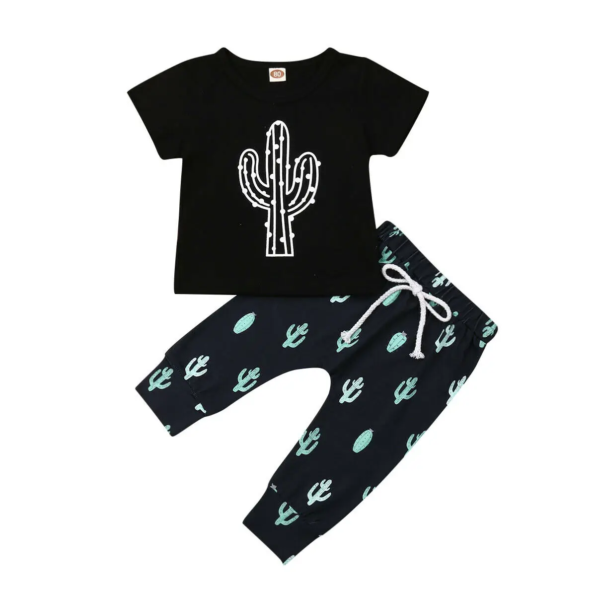 

Toddlers Baby Boys Cactus Print T-shirt Tops+Pants Outfit Sets Summer Clothes