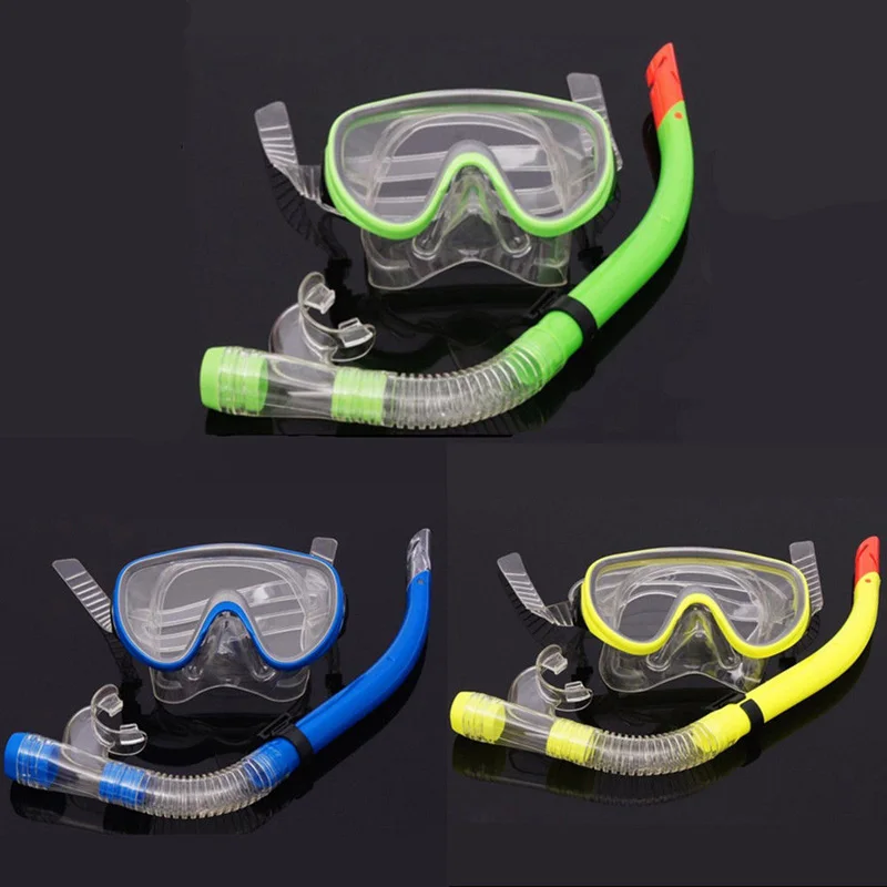 

Swimming Scuba Anti-Fog Goggles Mask Dive Under water Diving Glasses Submersible w/ Dry Snorkel Set 3 Colors Silicon