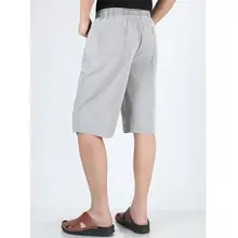 Мужская летняя полномерная прямая льняная хлопковая короткие мужские брюки повседневные до колена дышащие крутые брюки