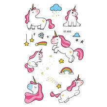 

1pc Unicorn Temporary Tattoo Sticker Cartoon Star moon Cloud Icecream Rainbow Horse Decals Women Girl Kid Body Hand Arm Art New