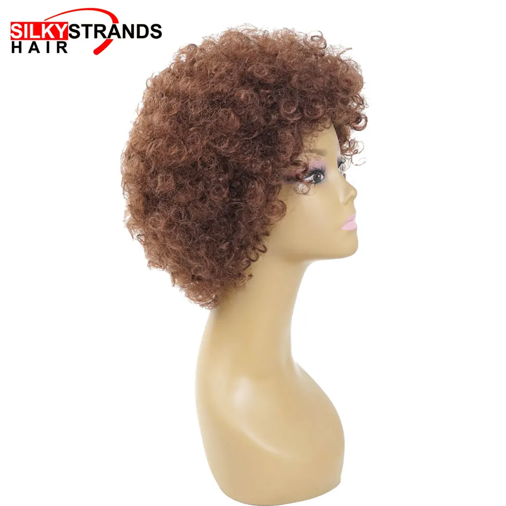 Shelkovistye Pryadi Afro Kudryavyj Parik Sinteticheskie Korotkie Korichnevye Pariki Dlya Afro Amerikanskih Zhenshin Zhenskaya Pricheska Pushistye Realistichnye Aliexpress