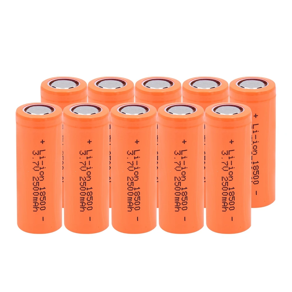 Перезаряжаемый 18500 Li-Po литиевый аккумулятор 3,7 V 2500 mAh, мощный аккумулятор, разрядка большой емкости, фонарь, фонарик для игрушек - Цвет: 10 PCS