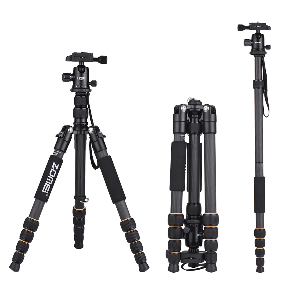 ZOMEI Q666C/Q555/Q100 легкий штатив монопод для путешествий штатив для камеры быстросъемная пластина/сумка для переноски для Canon Nikon sony DSLR